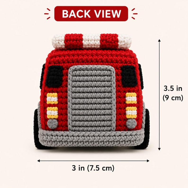 Crochet Fire Truck Pencil Case, Handmade Fire Engine Pencil Pouch, Back to School Gift for Boys, Kids School Supplies, Firefighter Gift
