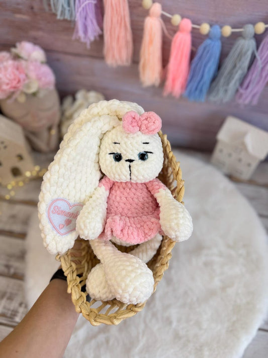 Personalized Crochet Bunny with Name, Custom Rabbit Keepsake, Handmade Bunny Figure, Easter Bunny Decor, Personalized Gift, Spring Decor