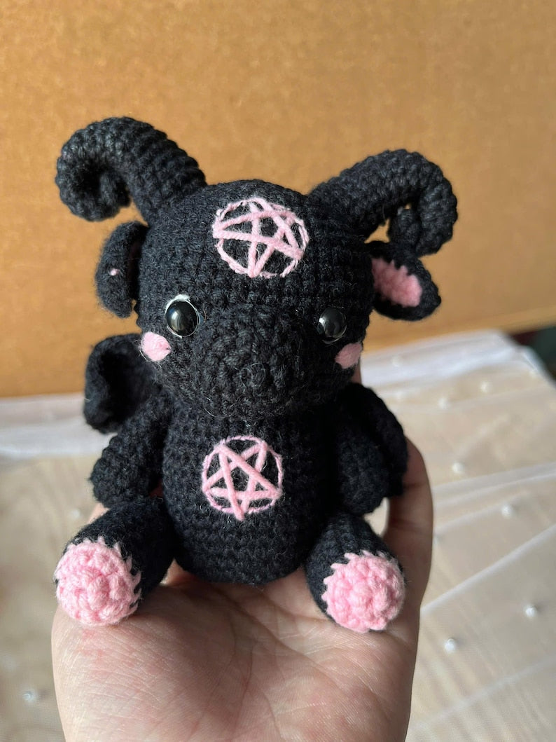 Handmade Gothic Ram Amigurumi — Dark Kawaii Witchy Crochet Plushie