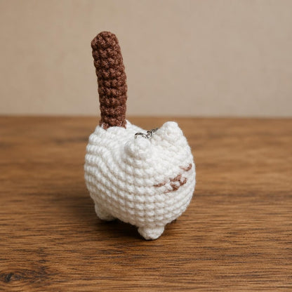 Crochet Mini Cat Keychain - Chubby Amigurumi Kitty Plush, Bag Charm, Gift for Cat Lovers