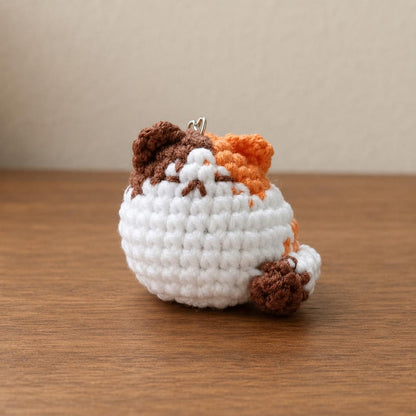 Crochet Mini Cat Keychain - Chubby Amigurumi Kitty Plush, Bag Charm, Gift for Cat Lovers