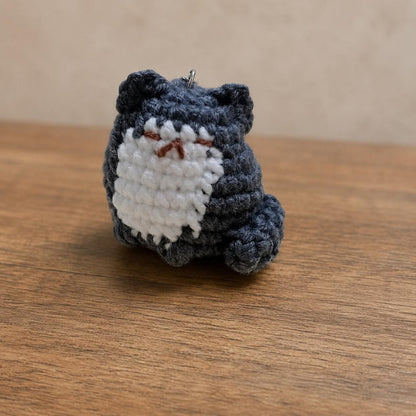 Crochet Mini Cat Keychain - Chubby Amigurumi Kitty Plush, Bag Charm, Gift for Cat Lovers