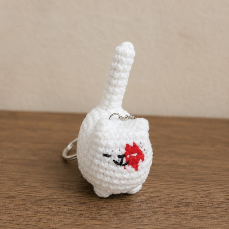 Crochet Mini Cat Keychain - Chubby Amigurumi Kitty Plush, Bag Charm, Gift for Cat Lovers