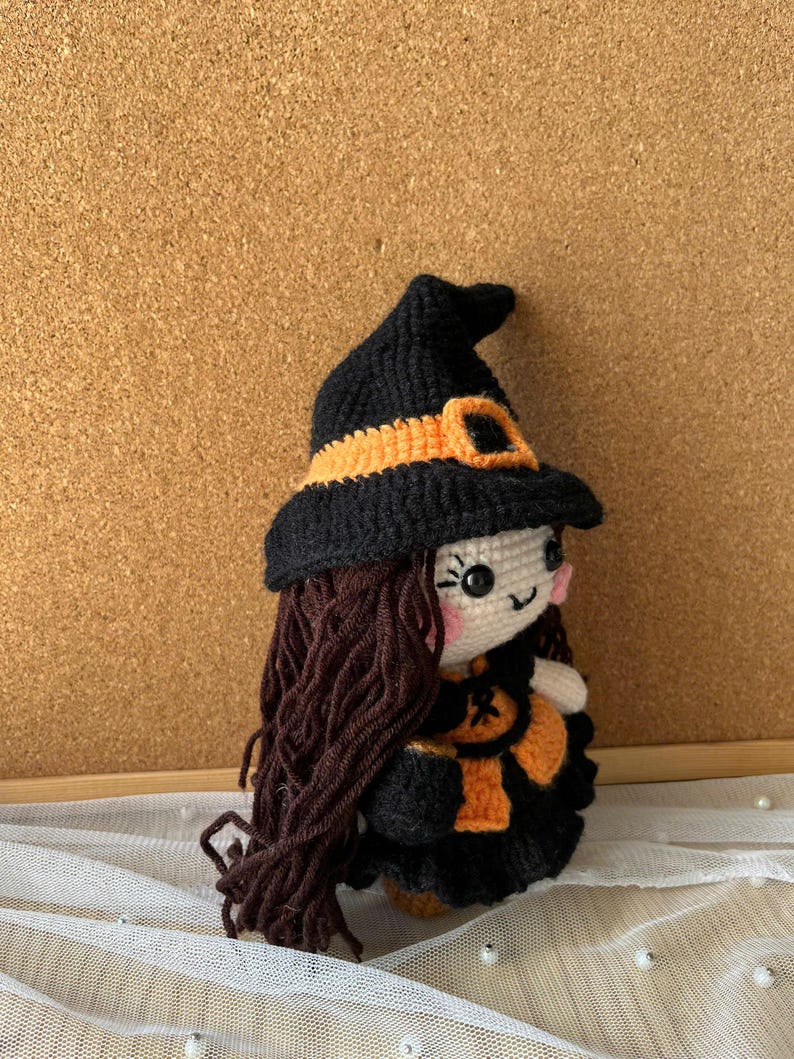 Handmade Kawaii Witch Crochet Doll for Halloween