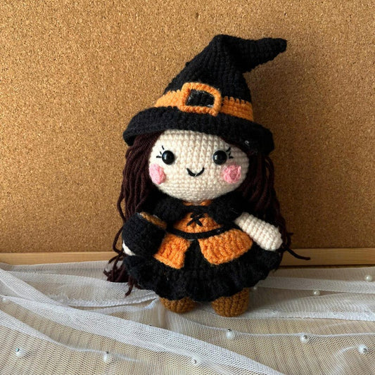 Handmade Kawaii Witch Crochet Doll for Halloween