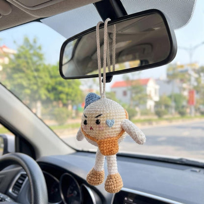 Crochet Ball Car Hanging, Amigurumi Rearview Mirror Charm, Cute Plush Ball Car Decor