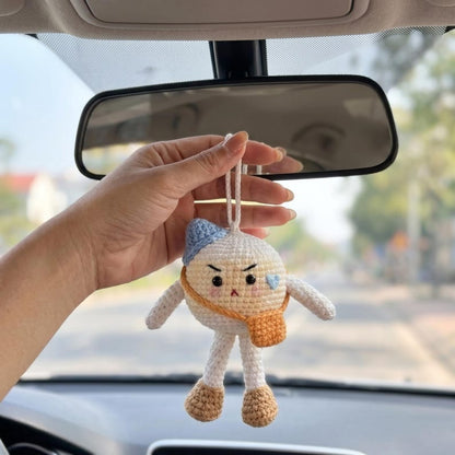 Crochet Ball Car Hanging, Amigurumi Rearview Mirror Charm, Cute Plush Ball Car Decor