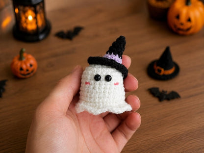 Crochet Ghost and Bat Car Hanging – Cute Halloween Rearview Mirror Charm, Handmade Amigurumi Car Decor, Spooky Car Accessory Gift