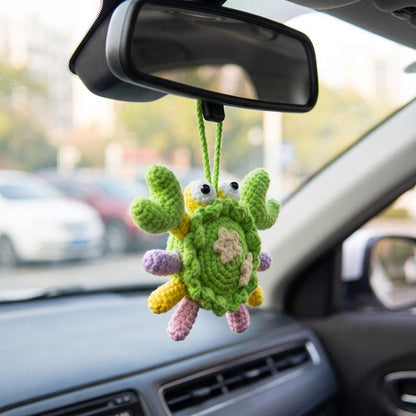 Handmade Kawaii Crochet Crab Rearview Mirror Charm for Car