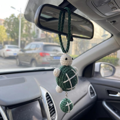 Handmade Crochet Turtle Charm for Car Rear View Mirror