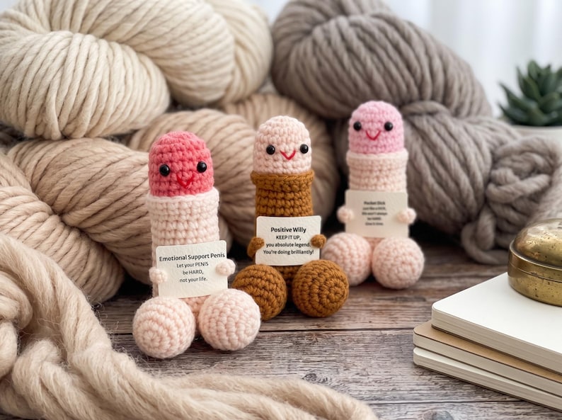 Funny Crochet Plush Toy, Handmade Silly Doll, Quirky Gag Gift, Unique Joke Gift for Friends, Funny Desk Decor, Novelty Handmade Gift
