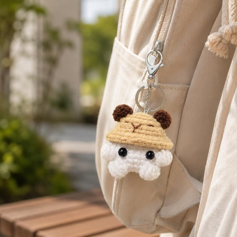 Mini Crochet Mushroom Keychain | Stuffed Yarn Purse Charm | Whimsical Amigurumi Gift