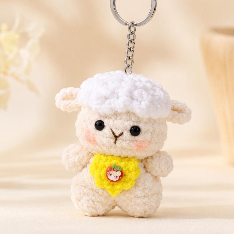 Amigurumi Lamb Keychain | Cute Crochet Sheep Charm | Small Handmade Gift | Personalized Bag Accessory