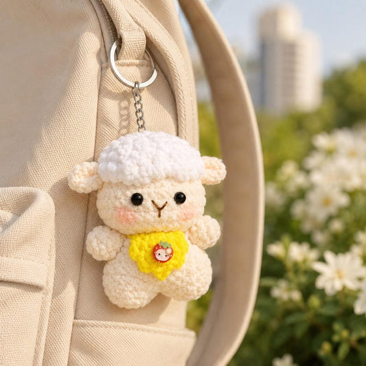 Amigurumi Lamb Keychain | Cute Crochet Sheep Charm | Small Handmade Gift | Personalized Bag Accessory