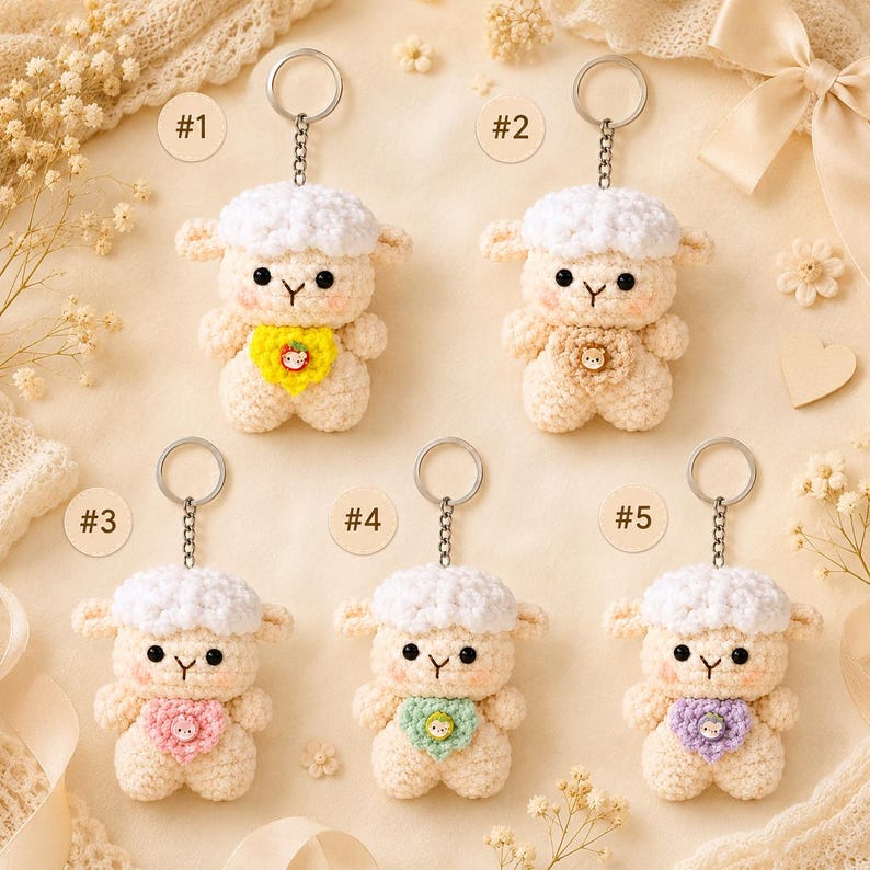 Amigurumi Lamb Keychain | Cute Crochet Sheep Charm | Small Handmade Gift | Personalized Bag Accessory