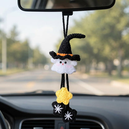 Halloween 2026 Crochet Car Charm, Eyeball Pumpkin Skull Mirror Hanging, Handmade Spooky Car Decor, Cute Amigurumi Halloween Gift