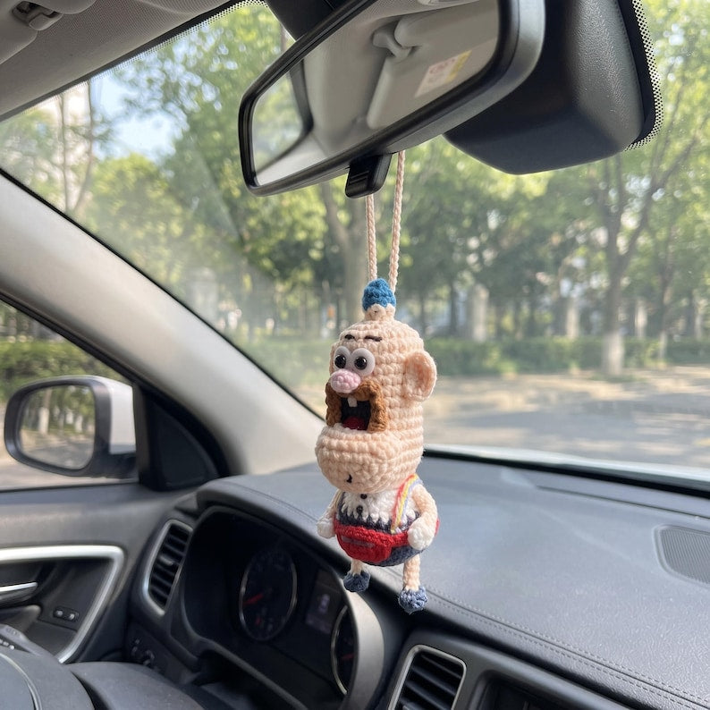 Funny Dad Crochet Car Hanging, Handmade Dad Car Charm