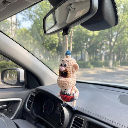 Funny Dad Crochet Car Hanging, Handmade Dad Car Charm