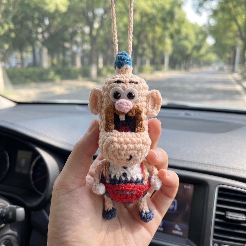 Funny Dad Crochet Car Hanging, Handmade Dad Car Charm