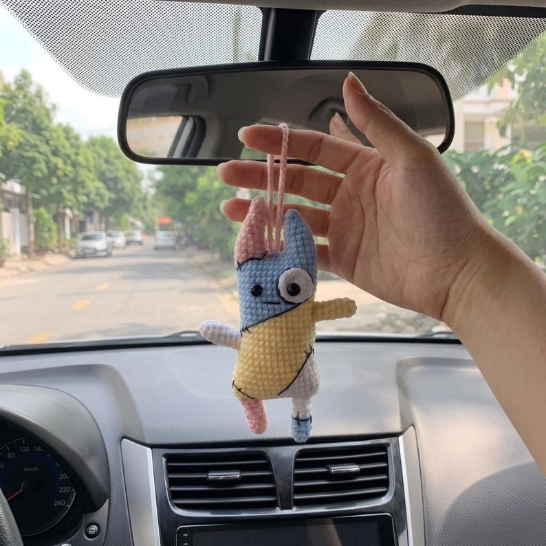 Nong Nao Crochet Car Hanging, Handmade Funny Car Mirror Charm