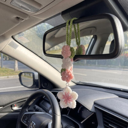 Handmade Crochet Flower Charm for Car Rearview Mirror