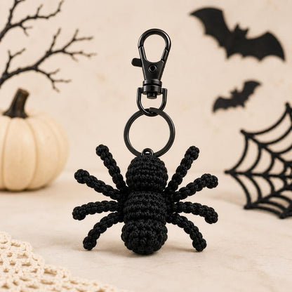 Crochet Spider Keychain, Spider Car Hanger, Halloween Crochet Spider, Gothic Car Charm, Spooky Backpack Charm, Handmade Gift