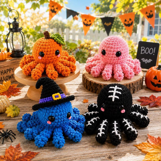 Crochet Halloween Octopus Car Hanging 2026, Cute Pumpkin Spider Ghost Octopus, Rear View Mirror Charm, Handmade Halloween Gift