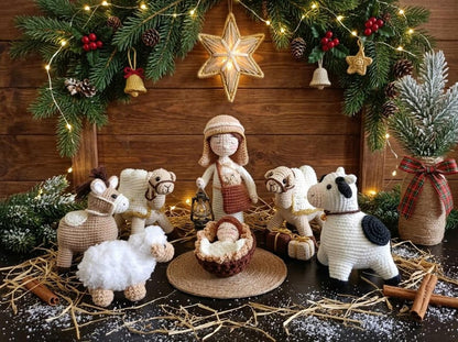 Crochet Nativity Scene Set, Christmas Amigurumi Holy Family Doll, Handmade Jesus Birth Decor, Christian Christmas Gift, Bible Story Figurine