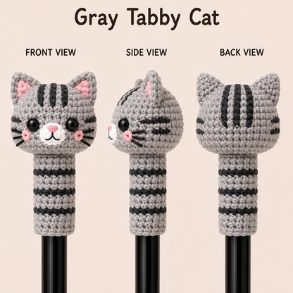 Crochet Cat Pen Topper, Cute Cat Pencil Topper, Kawaii Pen Sleeve, Handmade Teacher Gift, Student Desk Accessory, Cat Lover Gift