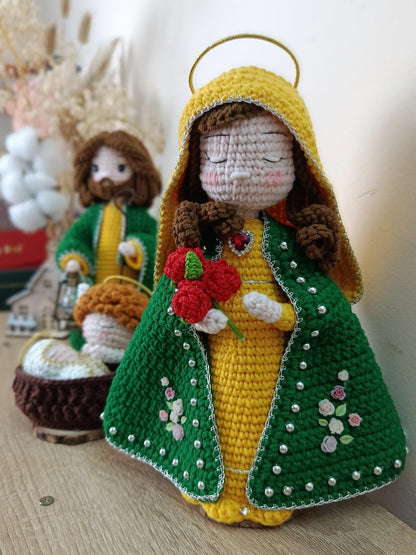 Crochet Nativity Set, Handmade Holy Family Doll, Christmas Amigurumi Scene, Jesus Birth Decoration, Christian Christmas Gift