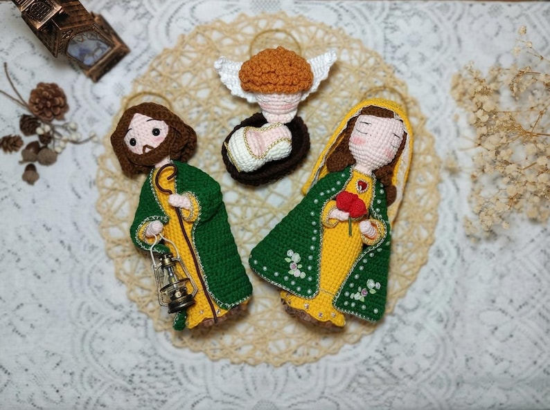 Crochet Nativity Set, Handmade Holy Family Doll, Christmas Amigurumi Scene, Jesus Birth Decoration, Christian Christmas Gift