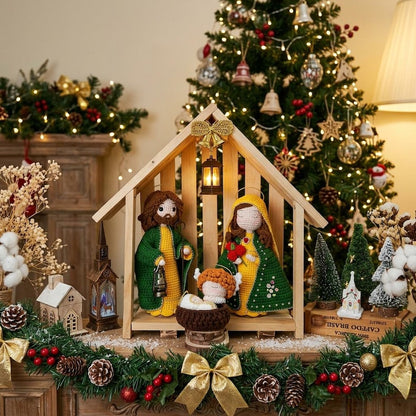 Crochet Nativity Set, Handmade Holy Family Doll, Christmas Amigurumi Scene, Jesus Birth Decoration, Christian Christmas Gift