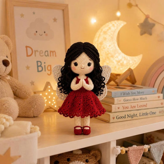 Crochet Fairy Doll, Handmade Amigurumi Angel, Ballerina and Flower Fairy, Fantasy Room Decor, Unique Crochet Gift
