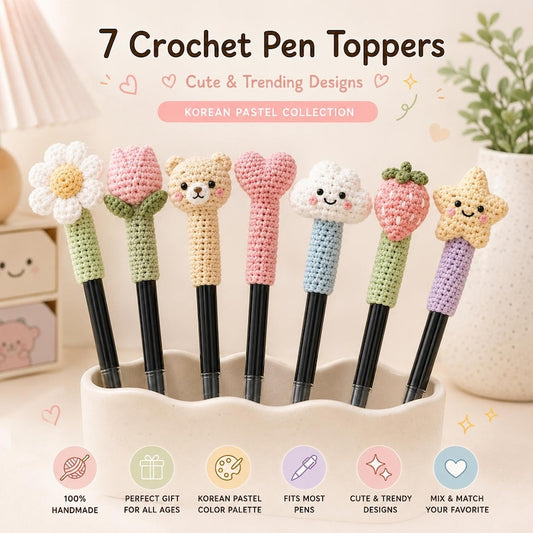 Crochet Pen Topper, Cute Pencil Topper, Kawaii Teacher Gift , Flower Bear Heart Cloud Star Strawberry, Back to School Gift