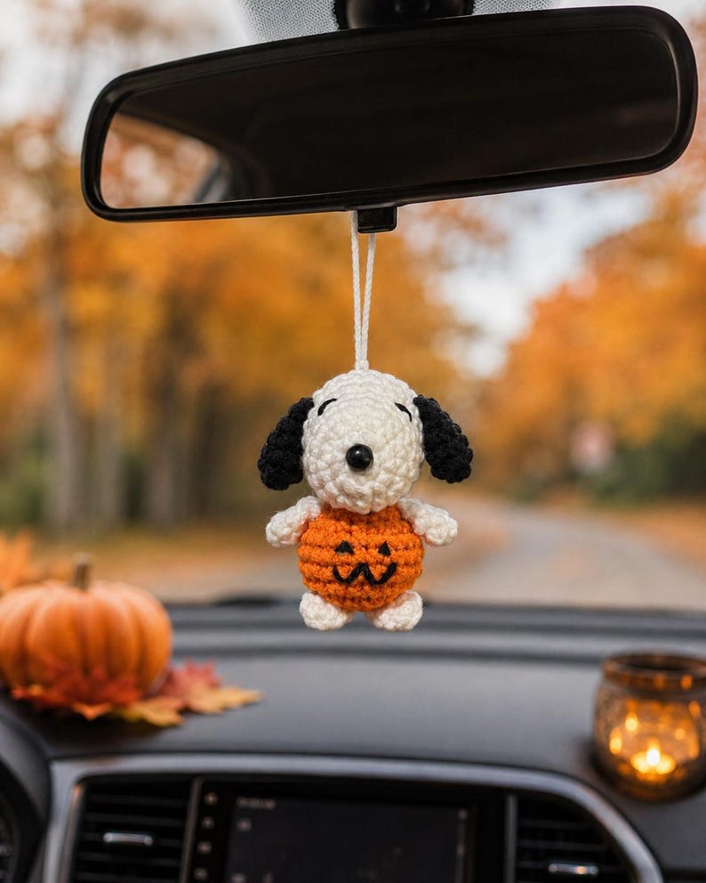 Crochet Halloween Dog Keychain, Handmade Amigurumi Spooky Keyring, Devil, Skeleton, Bat or Pumpkin, Halloween Bag Charm