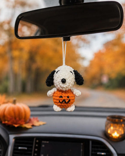 Crochet Halloween Dog Keychain, Handmade Amigurumi Spooky Keyring, Devil, Skeleton, Bat or Pumpkin, Halloween Bag Charm