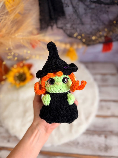 Halloween Crochet Decor, Spooky Amigurumi Witch, Black Cat, Voodoo Doll