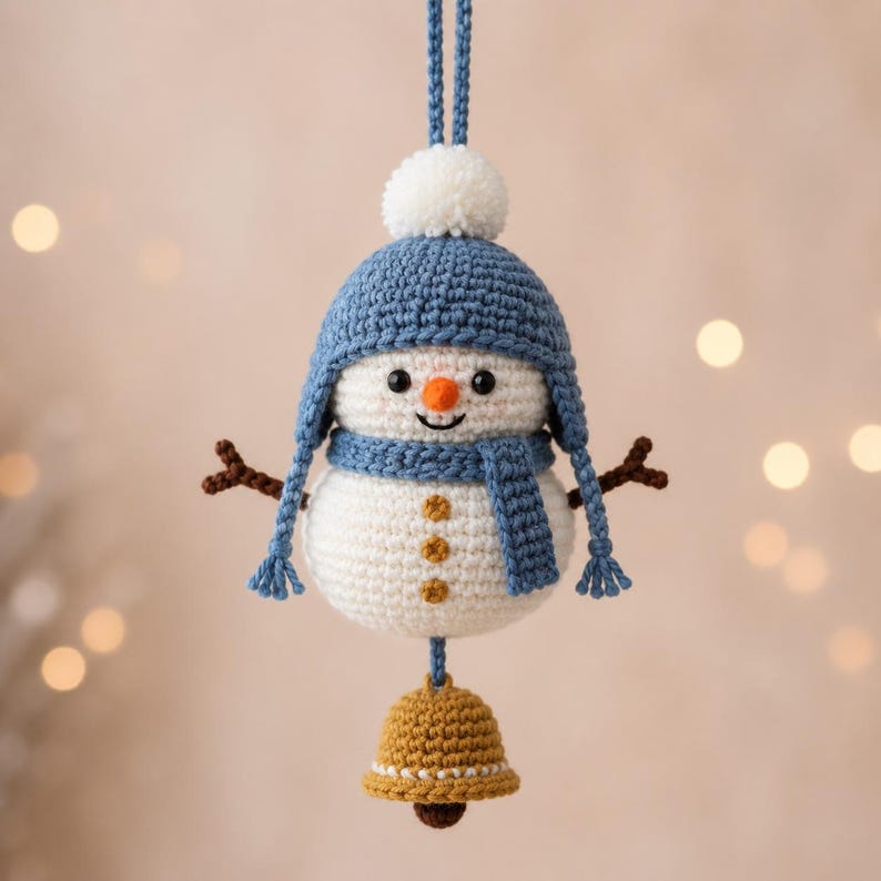 Christmas Crochet Ornament | Cute Snowman Tree Decor | Handmade Holiday Gift