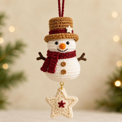 Christmas Crochet Ornament | Cute Snowman Tree Decor | Handmade Holiday Gift