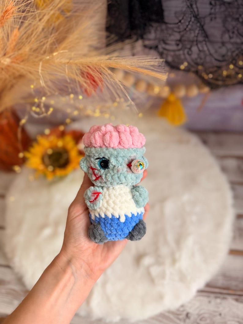 Halloween Crochet Decor, Frankenstein and Zombie, Spooky Amigurumi Figure Set
