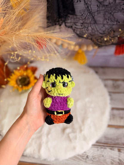 Halloween Crochet Decor, Frankenstein and Zombie, Spooky Amigurumi Figure Set