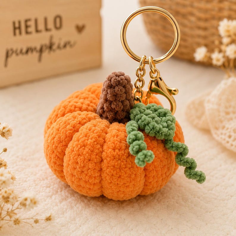 Crochet Pumpkin Car Hanger, Plush Pumpkin Rear View Mirror Charm, Fall Car Decor, Halloween Crochet Pumpkin, Autumn Gift