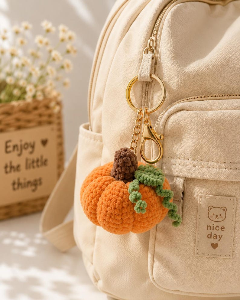 Crochet Pumpkin Car Hanger, Plush Pumpkin Rear View Mirror Charm, Fall Car Decor, Halloween Crochet Pumpkin, Autumn Gift