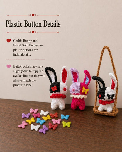 Gothic Bunny Crochet Keychain | Handmade Halloween Bag Charm, Creepy Cute Rabbit, Spooky Gift