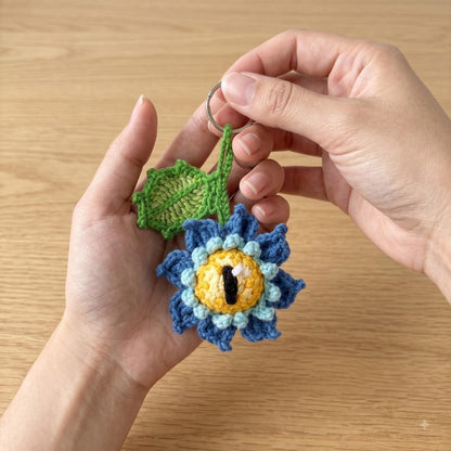 Spooky Eyeball Flower Crochet Keychain | Halloween Amigurumi Key Fob