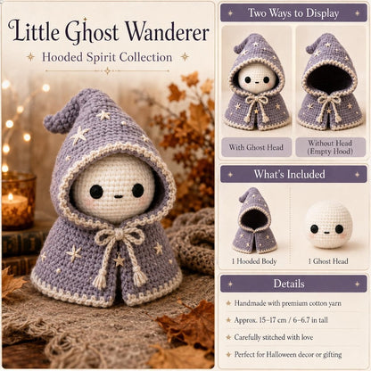 Cute Crochet Ghost Doll, Pastel Halloween Decor, Hooded Ghost Amigurumi, Cozy Spooky Shelf Decor, Ghost Lover Gift