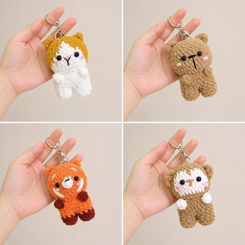 Cute Crochet Animal Keychains, Handmade Amigurumi Plush Bag Charms, Tiny Stuffed Animal Gifts, Friend Gift, Crochet Keychain, Birthday Gifts