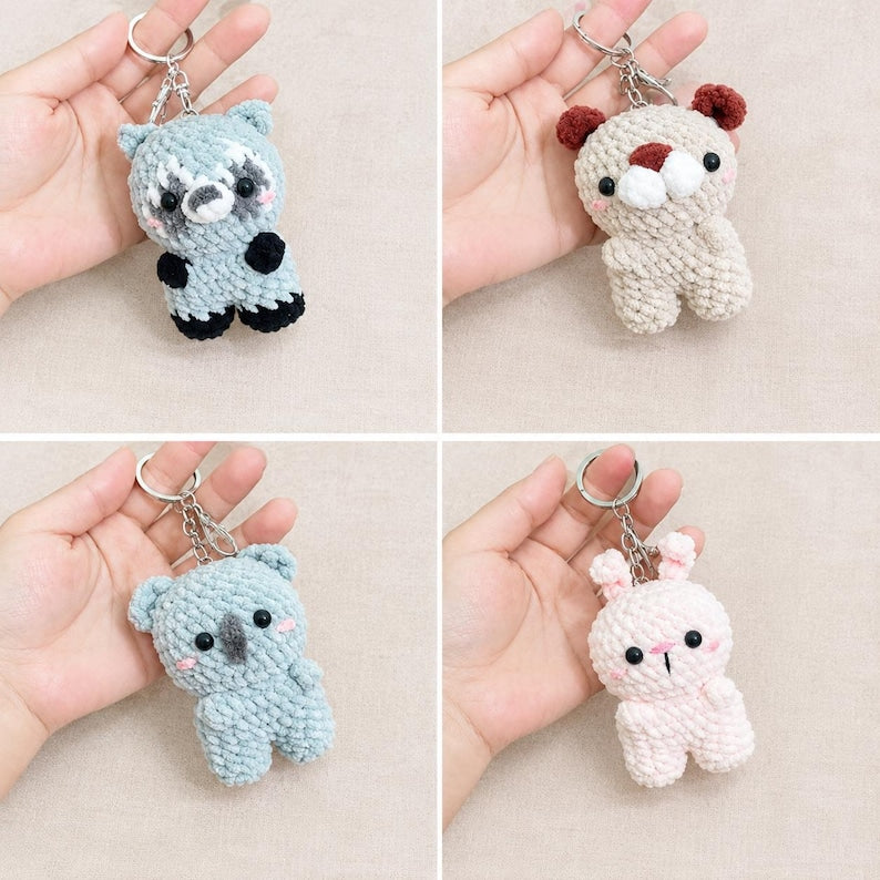 Cute Crochet Animal Keychains, Handmade Amigurumi Plush Bag Charms, Tiny Stuffed Animal Gifts, Friend Gift, Crochet Keychain, Birthday Gifts