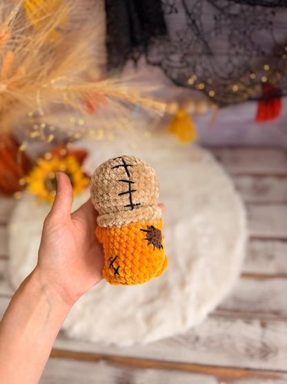 Halloween Crochet Decor, Pumpkin and Scarecrow, Fall Amigurumi Figure Set