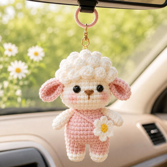 Handmade Crochet Lamb Keychain, Amigurumi Sheep Plush Bag Charm,Cute Gift for Her,Animal Keyring, Car Charm, Backpack Charm,Stocking Stuffer